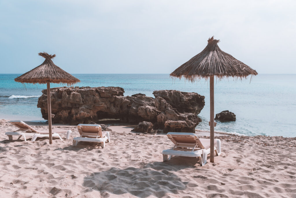 Platja Es Arenals beach in Formentera, Spain